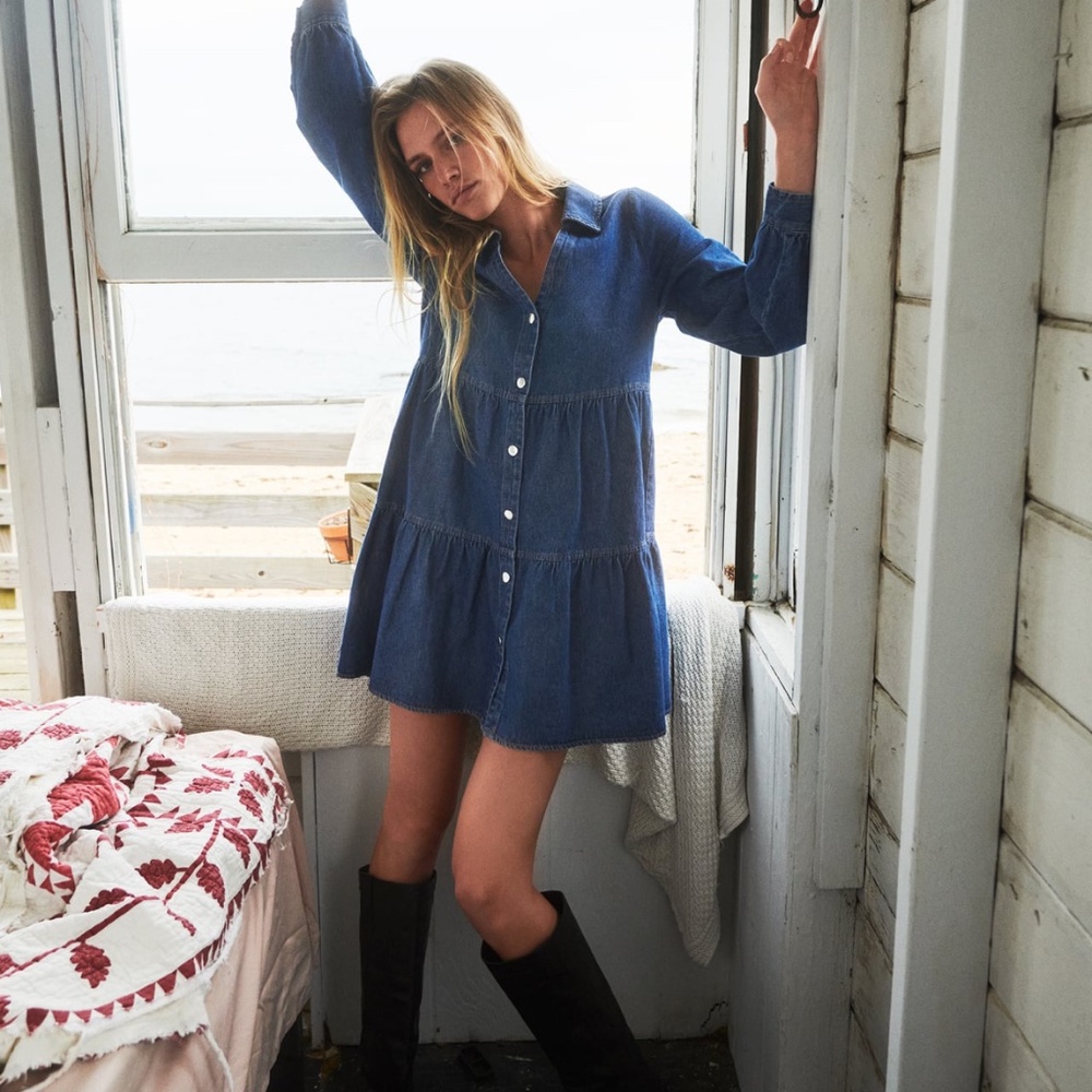 Zara Tiered Denim Dress